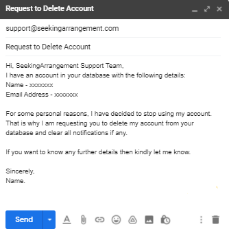 Seeking arrangement delete account