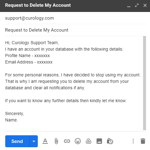 curology account delete email