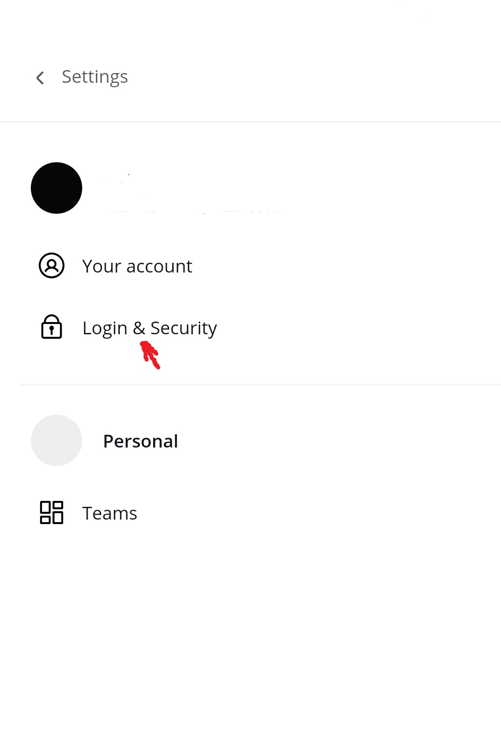 Click on ‘Login & Security’ in the personal