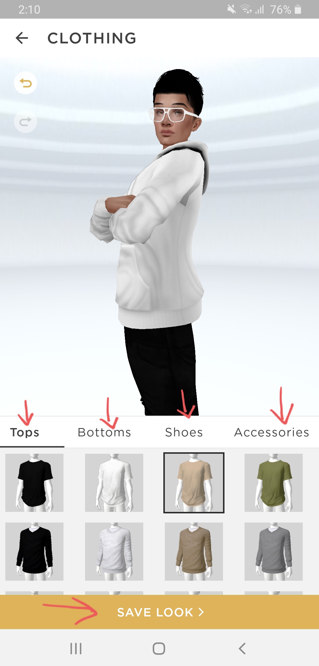 Then select the clothing style