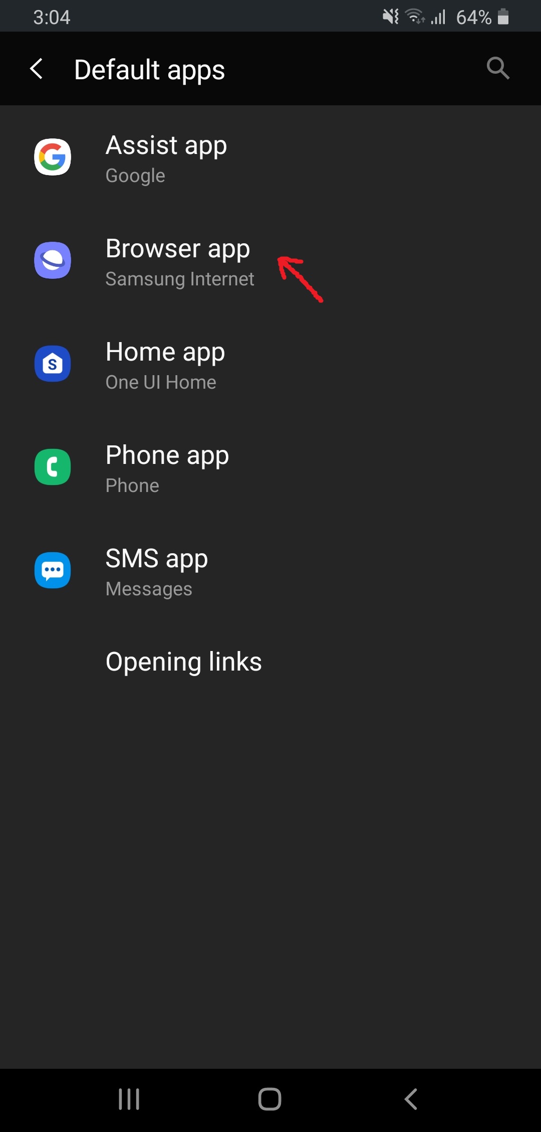 Tap on the Default App to view all the apps set default setting