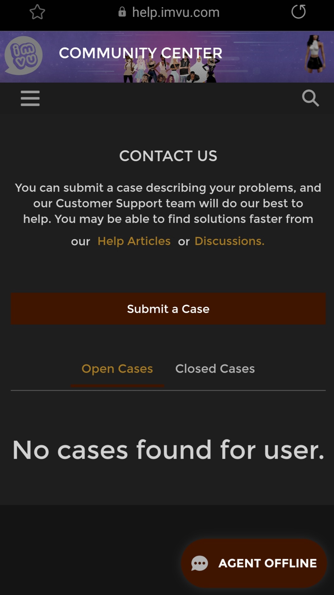 File for a case by clicking on submit a case